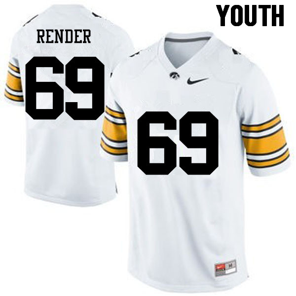 Youth Iowa Hawkeyes #69 Keegan Render College Football Jerseys-White